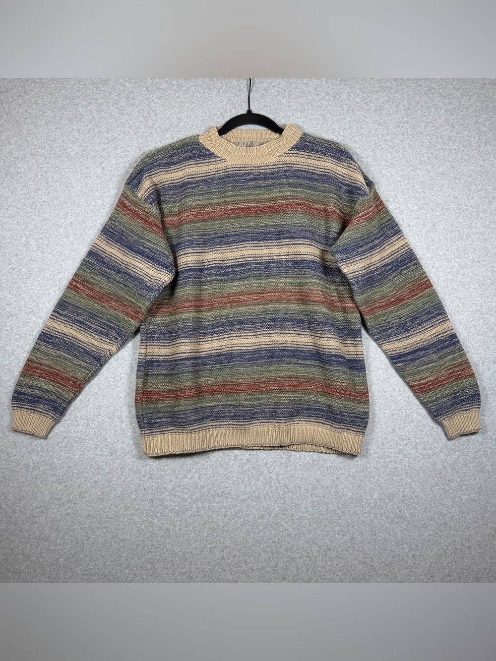 VTG The Territory Ahead 100% Cotton Striped Knit Grandpa Sweater Mens Large